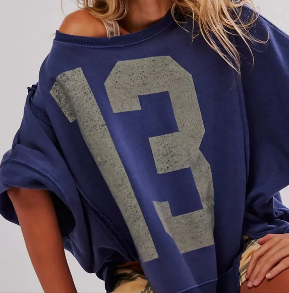Free People Oversized Blue Sweatshirt - Picture 3 of 4